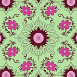 Elegant Damask Blossom with Intricate Vine Motifs (Green) - ODIKA