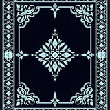 Traditional Floral Damask Ornate Sophisticated Symmetrical Design (Black) - ODIKA