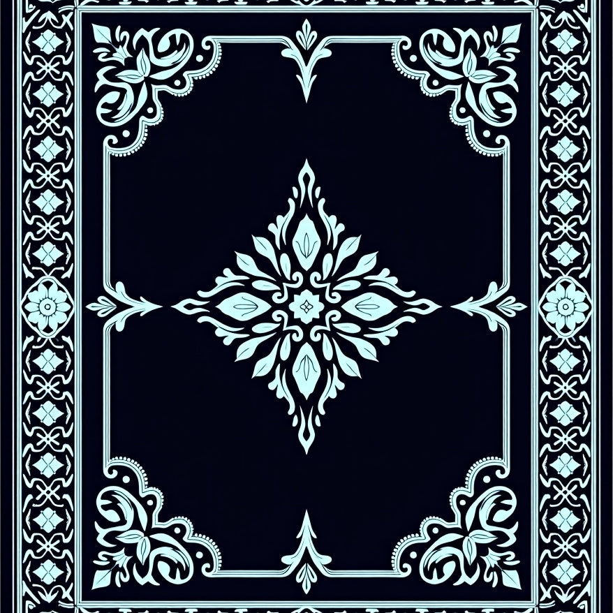Traditional Floral Damask Ornate Sophisticated Symmetrical Design (Black) - ODIKA