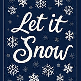 Let It Snow Typography Doormat Elegant Script Lettering Winter Theme(Blue)