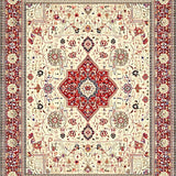 Abstract Medallion Area Non Skid Pet Friendly Easy Care(Beige)