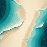 Beige Teal Beach Theme Coastal Ocean Indoor Deck(Beige)