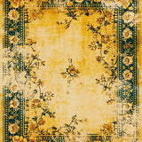 Golden Age Foldable Mustard Distressed Vintage Style Area Rug(Yellow)