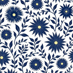 Art Nouveau Blossom Swirl with Ornate Interlocking Leaf (Blue) - ODIKA