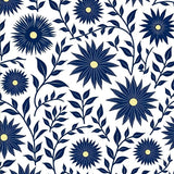 Art Nouveau Blossom Swirl with Ornate Interlocking Leaf (Blue) - ODIKA