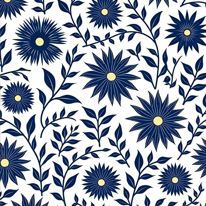 Art Nouveau Blossom Swirl with Ornate Interlocking Leaf (Blue) - ODIKA