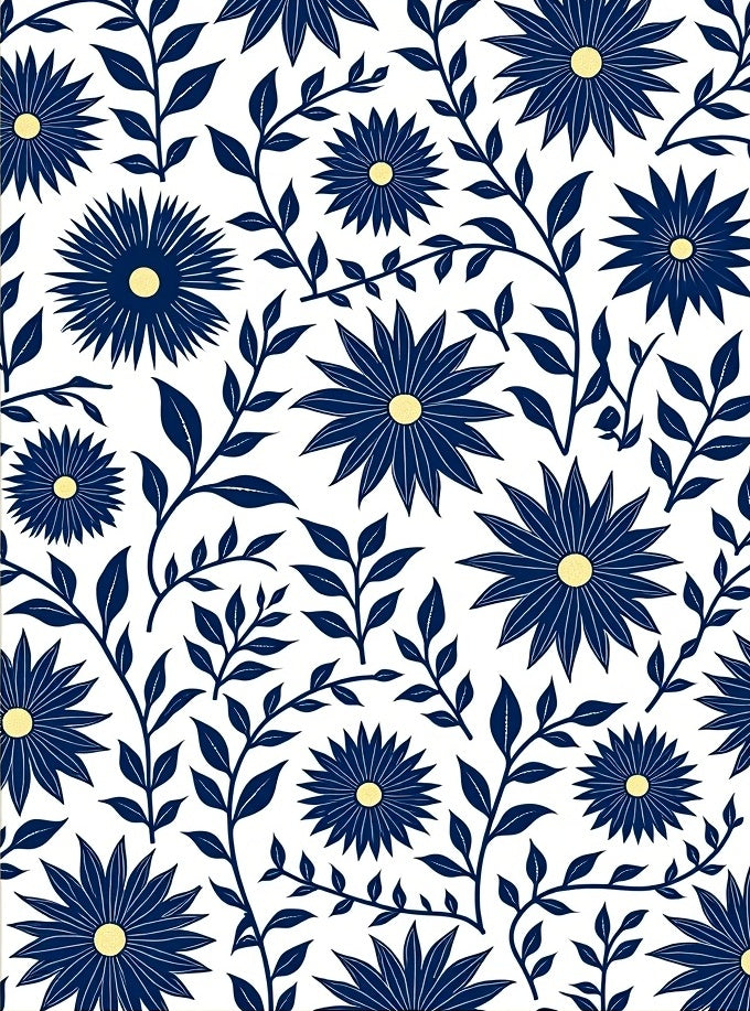 Art Nouveau Blossom Swirl with Ornate Interlocking Leaf (Blue) - ODIKA