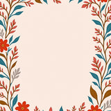 Elegant Boho Floral Frame with Wildflower Sprigs and Swirls(Red)