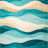 Beige Teal Beachfront Coastal Ocean Theme Indoor(Blue)