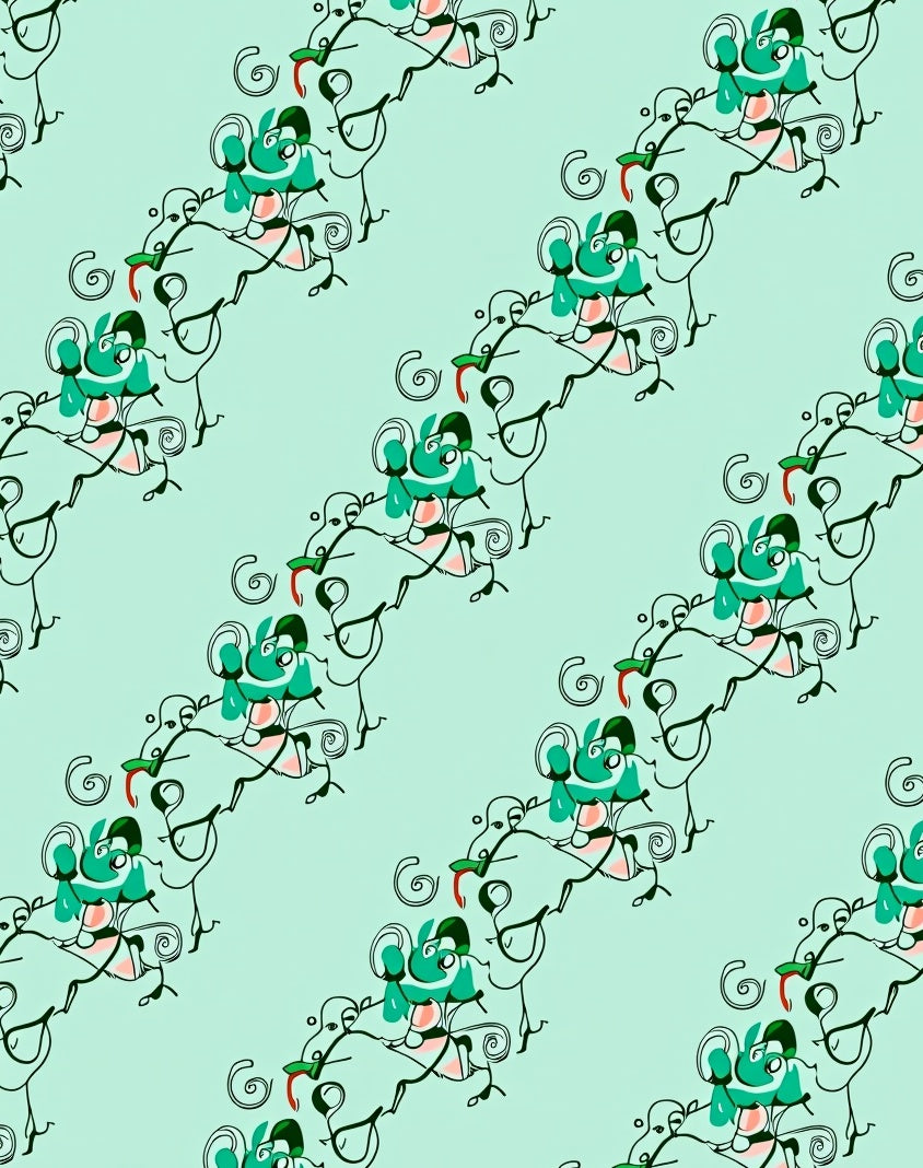 Vintage Botanical Scroll Cascade (Green) - ODIKA