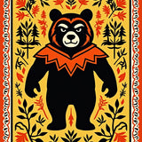 Forest Wild Beast Decorative Tapestry With Symbolic(Orange)