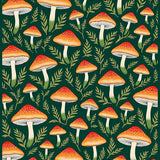 Enchanted Mushroom Forest Botanical Print Vintage(Green)