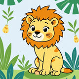 Safari Cartoon Character Jungle Adventure Playful Mane(Yellow)