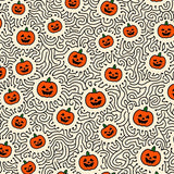 Jack O Lantern Lattice Motif Whimsical Halloween Celebration(Orange)