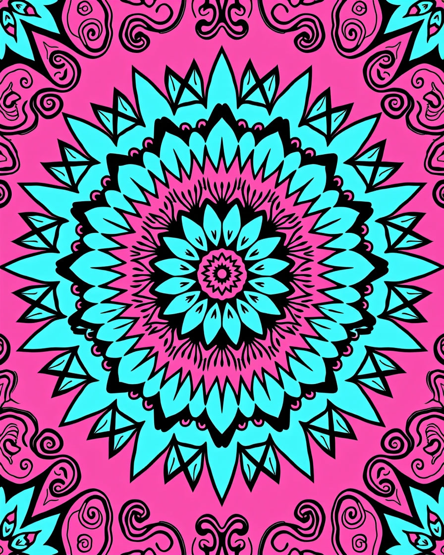 Sunburst with Symmetrical Petal Radiating (Pink) - ODIKA