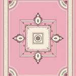 Distressed Medallion Trellis Motif with Faded Floral Accents (Pink) - ODIKA