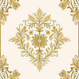 Elegant Botanical Garden Symmetrical Damask Arrangement(Gold)