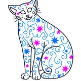 Holiday Light Swirl Featuring Animated Animal Outline and Sparkle Motifs(Blue)