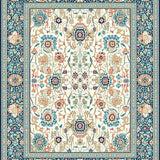 Boho Beige and Azure Intricate Floral Motifs(Beige)