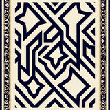 Classic Border Interlocking Maze with Ornate Chevron Medallions(Beige)