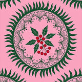 Holly Berry Wreath Medallion Seasonal(Pink)