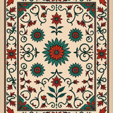 Rustic Botanical Interlocking Floral Scrollwork(Beige)