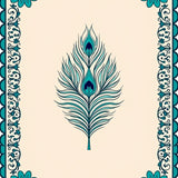 Elegant Botanical Peacock Chrysanthemum Floral Bordered (Ivory)