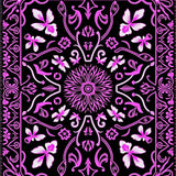 Garden Interlocking Floral Motif with Whimsical Insect Accents (Black)