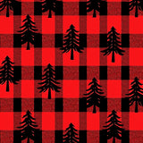 Rustic Plaid Forest with Stylized Fir Tree(Red)