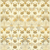 Art Deco Inspired Geometric Fan and Leaf(Beige)