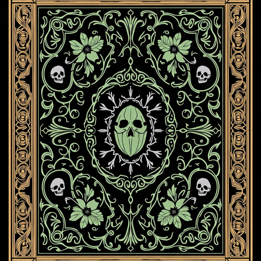 Gothic Botanica Beetle and Skull Floral (Black) - ODIKA