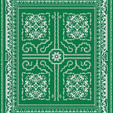 Scandi Floral Filigree Ornament Motif with Interlocking Yuletide Detailing(Green)