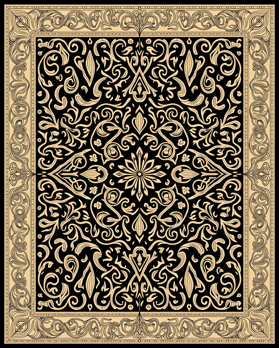 Paisley Motif with Classic Teardrop Swirl Arrangements (Black) - ODIKA