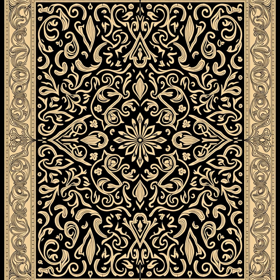 Paisley Motif with Classic Teardrop Swirl Arrangements (Black) - ODIKA