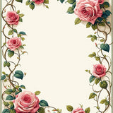 Pink Rose and Green Vine with Waterproof Reversible Charm(Beige)