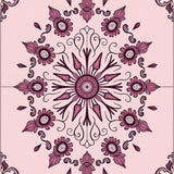 Vintage Rose Garden Medallion with Ornate Floral Motifs (Pink)