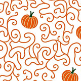 Autumn Pumpkin Vine Scroll Motif with Traditional Harvest Theme(Orange)