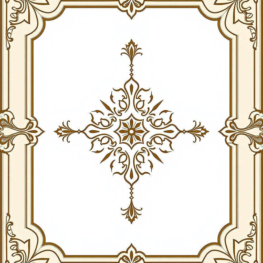 Elegant Medallion Tapestry With Vintage Inspired Ornate Floral Motifs (Beige) - ODIKA