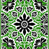 Folk Inspired Petal Mosaic with Interwoven Floral (Green)