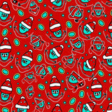 Festive Cat Parade with Twinkling Light Motifs and Whimsical Accents(Red)