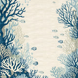 Coral Reef Rhapsody Coastal Nautical Design Beige and Blue(Beige)