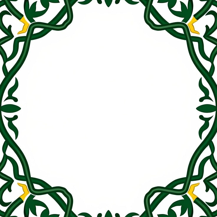 Enchanted Foliage Labyrinth Curved Border Artistic Impression (Green) - ODIKA