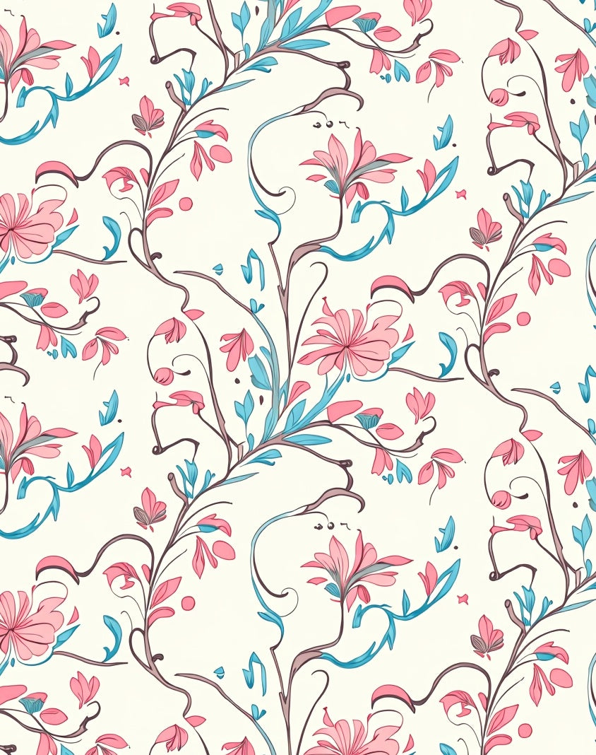 Ornate Floral Scroll Design Slip Resistant Hallway (Pink) - ODIKA