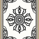 Classic Fretwork Medallion with Art Nouveau Scroll Detailing (Black) - ODIKA