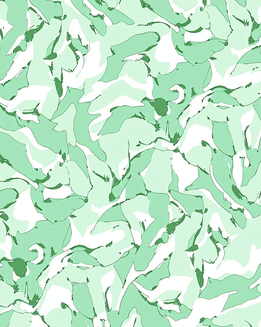 Abstract Brush Strokes with Dynamic Interlocking in Pale Green Shades (Green) - ODIKA