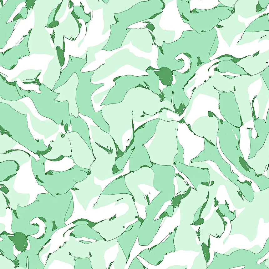 Abstract Brush Strokes with Dynamic Interlocking in Pale Green Shades (Green) - ODIKA