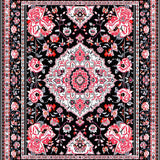 Whimsical Patterned Floral Scene(Black)