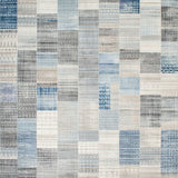 Beige Blue Geometric Patchwork Area Unique Floor Decor(Gray)