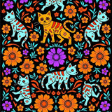 Festive Skeleton Feline Floral Semicircle Entrance(Orange)