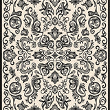 Botanical Vine Trellis with Damask Accent Motifs(Black)